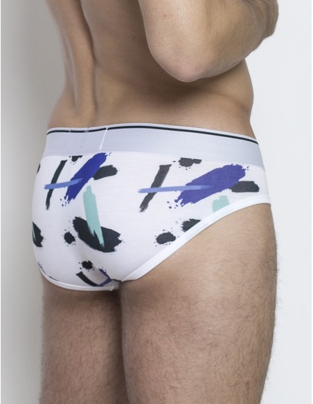 Graphic Briefs Paint Print with white